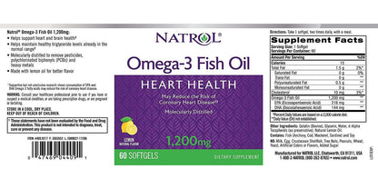 Natrol Omega-3 1200mg Fish Oil, 60 Softgels