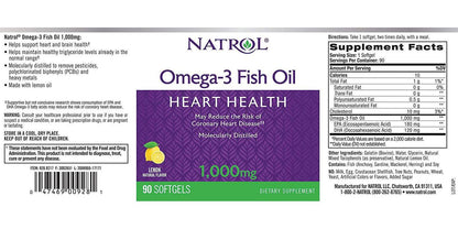 Natrol Omega-3 1,000mg Fish Oil Softgels, 150 Count (Pack of 3)