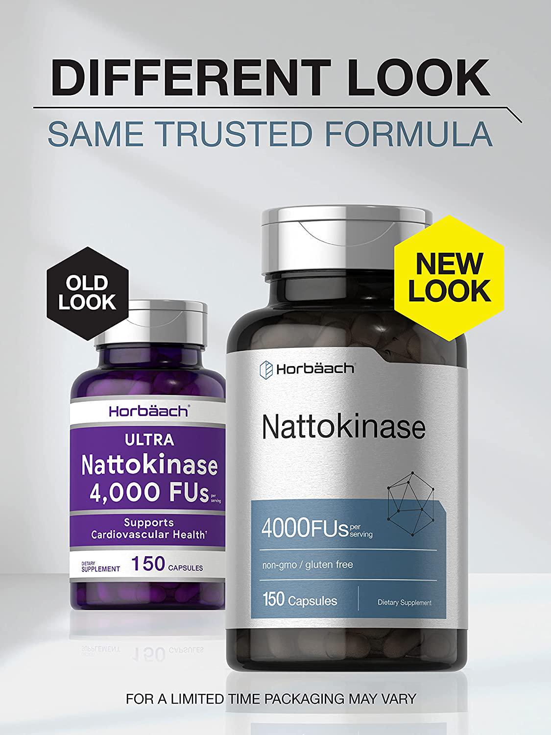 Nattokinase Supplement 4000 FU 150 Capsules | Non-GMO, Gluten Free | Supports Cardiovascular and Circulatory Health | by Horbaach