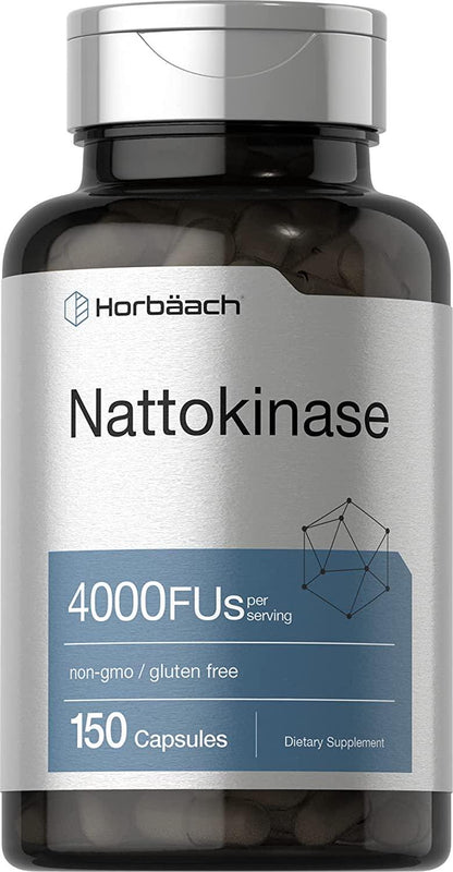 Nattokinase Supplement 4000 FU 150 Capsules | Non-GMO, Gluten Free | Supports Cardiovascular and Circulatory Health | by Horbaach