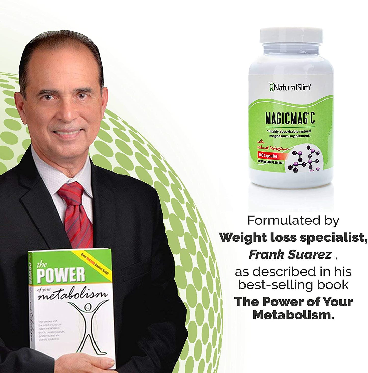 NaturalSlim Anti Stress Magnesium Capsules - Pure Magnesium Citrate Plus Potassium - Natural Aid to a Slow Metabolism, Muscle Relaxation and Sleeping Difficulties - 500 mg - 100 Count (3 Pack)