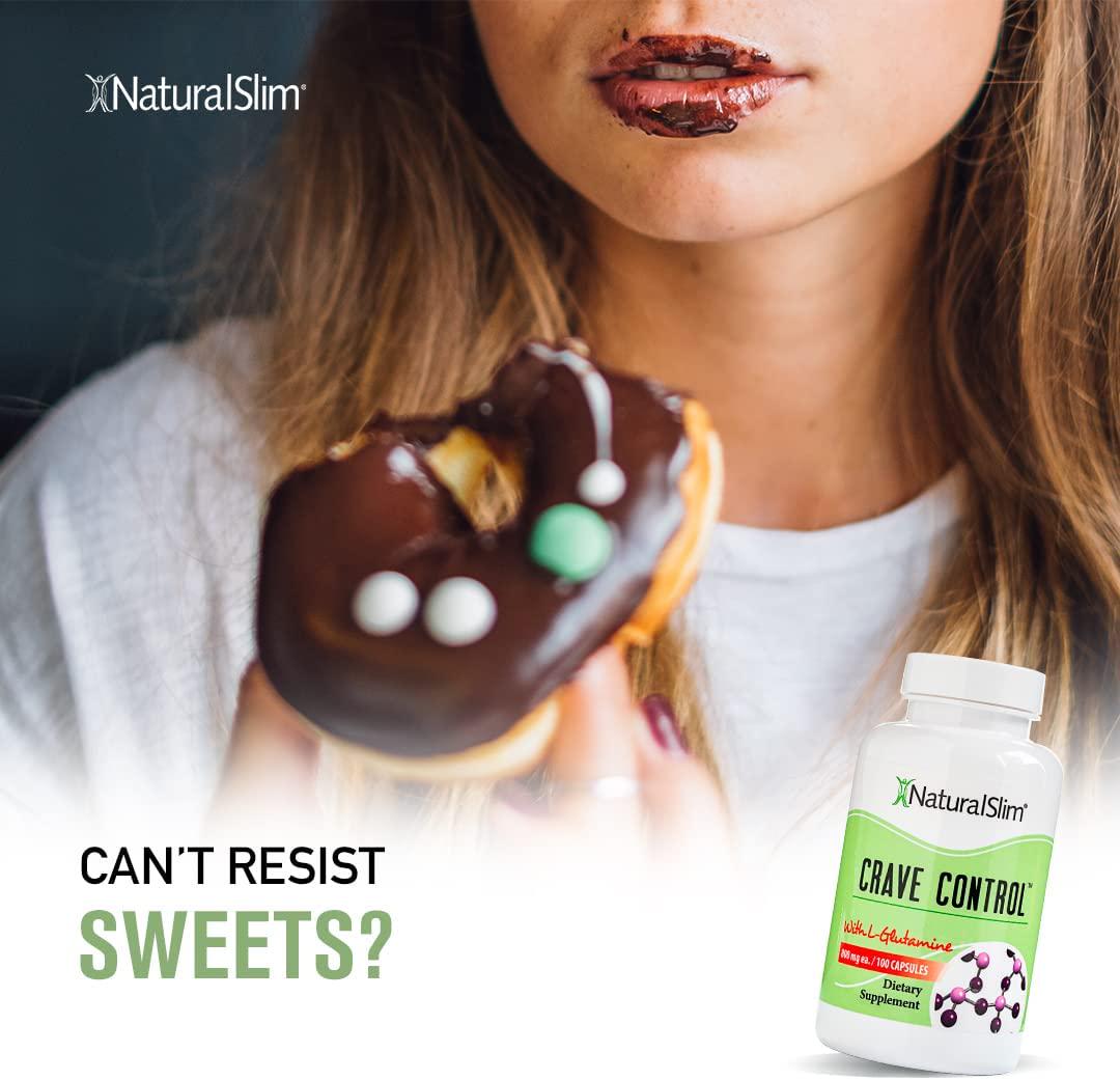 NaturalSlim Crave Control - Help Stop Sugar Cravings, Energy and Metabolism Support w/ Amino Acid L-glutamine and Vitamin Thiamine (B1) - 180 Capsules