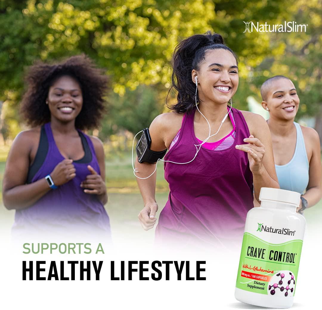 NaturalSlim Crave Control - Help Stop Sugar Cravings, Energy and Metabolism Support w/ Amino Acid L-glutamine and Vitamin Thiamine (B1) - 180 Capsules