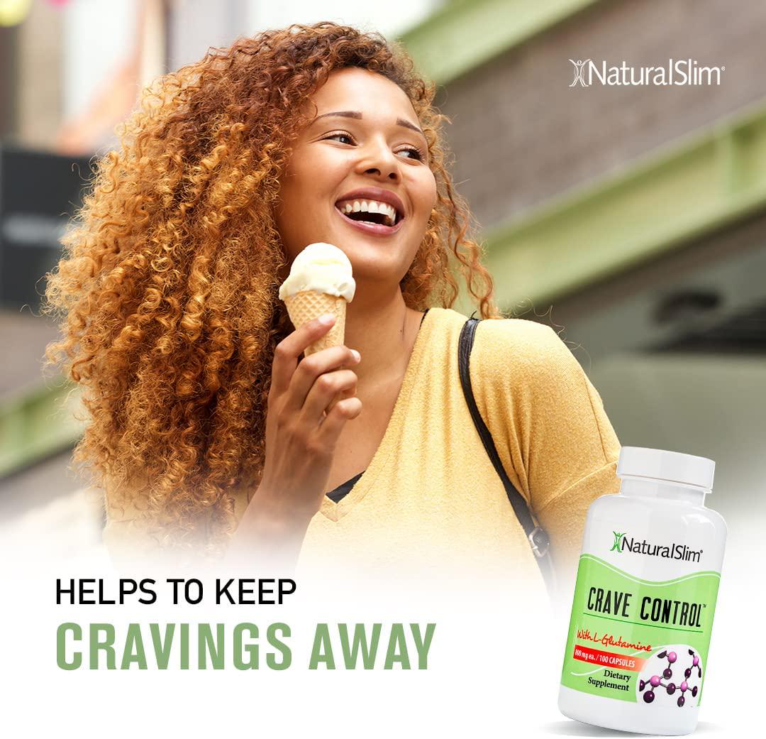 NaturalSlim Crave Control - Help Stop Sugar Cravings, Energy and Metabolism Support w/ Amino Acid L-glutamine and Vitamin Thiamine (B1) - 180 Capsules