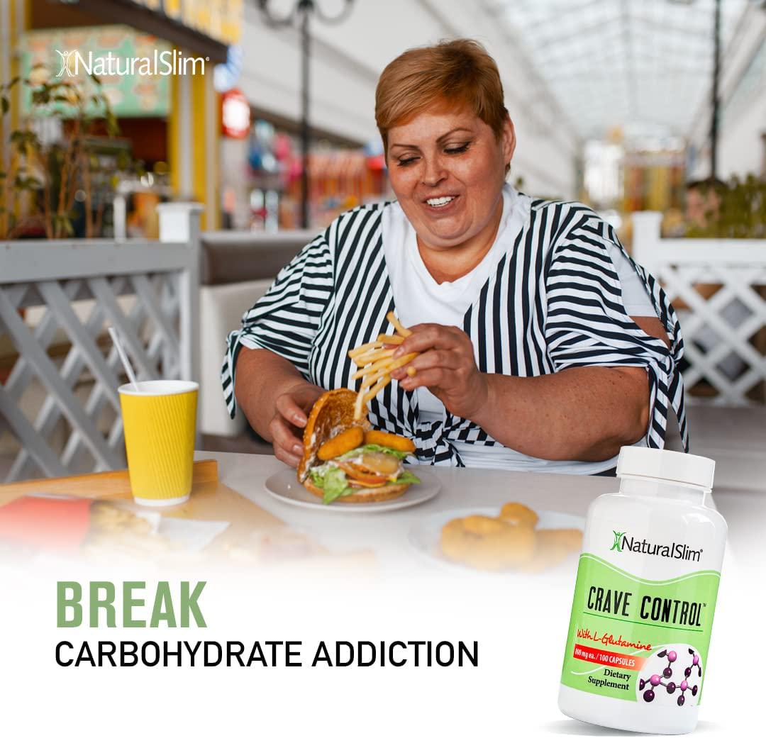 NaturalSlim Crave Control - Help Stop Sugar Cravings, Energy and Metabolism Support w/ Amino Acid L-glutamine and Vitamin Thiamine (B1) - 180 Capsules