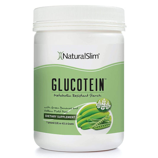 NaturalSlim GLUCOTEIN Resistant Starch w/ Green Banana and Field Peas - Promotes Digestive Health and Metabolism - Non GMO Natural Fiber Powder Gluten and Grain Free 1 LB Vegan Flour Mix