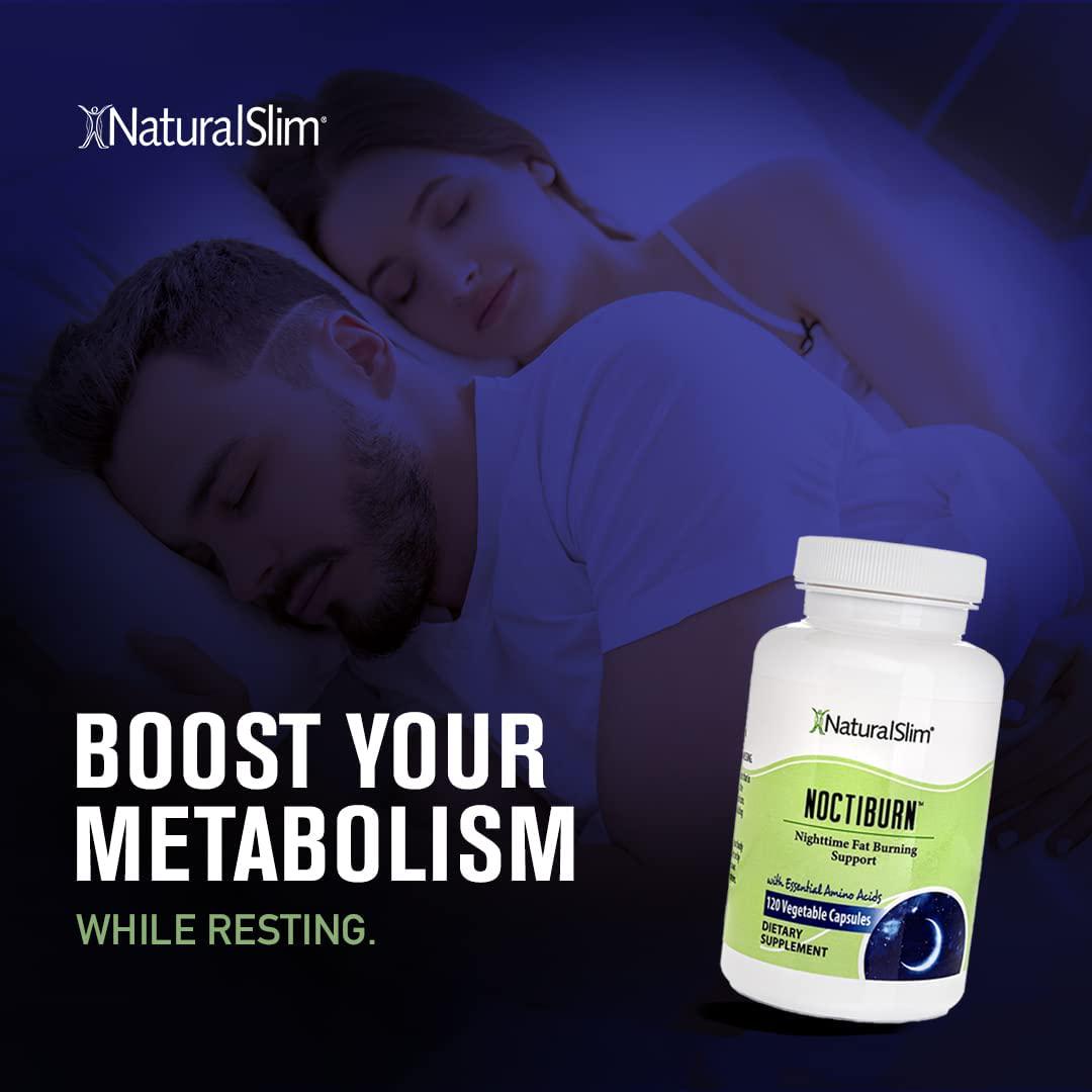 NaturalSlim NoctiBurn Nighttime Weight Management Support | Human Growth Hormone with Essential Amino Acids (L-Arginine and L-Lysine) | HGH Supplements for Men and Women - 120 Vegetable Capsules