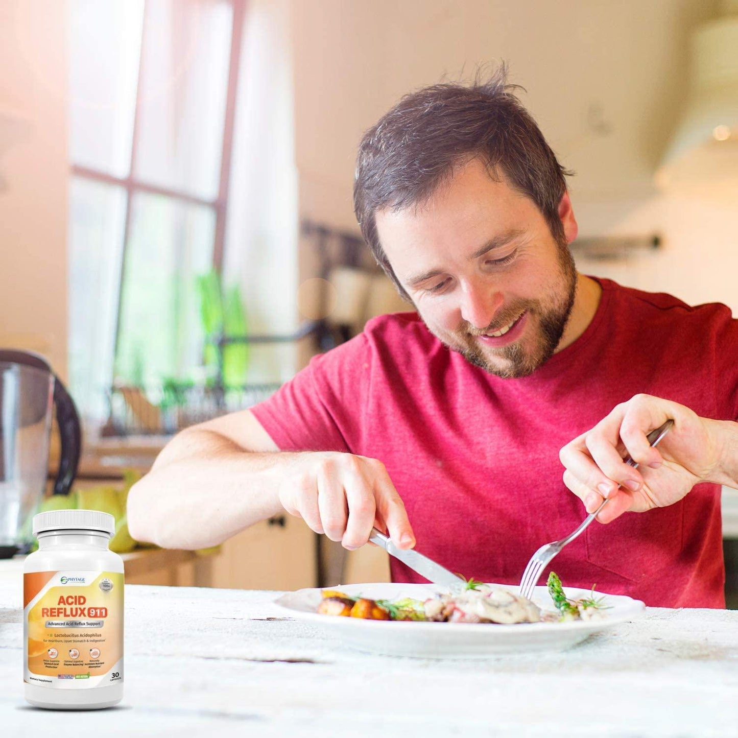 Natural Acid Reflux 911 Supplement Helps Relief Upset Stomach, Heartburn and Acid Indigestion - 100% Natural Powerful Acid Reducer for Fast Natural GERD and Heartburn Relief - 30 Capsules