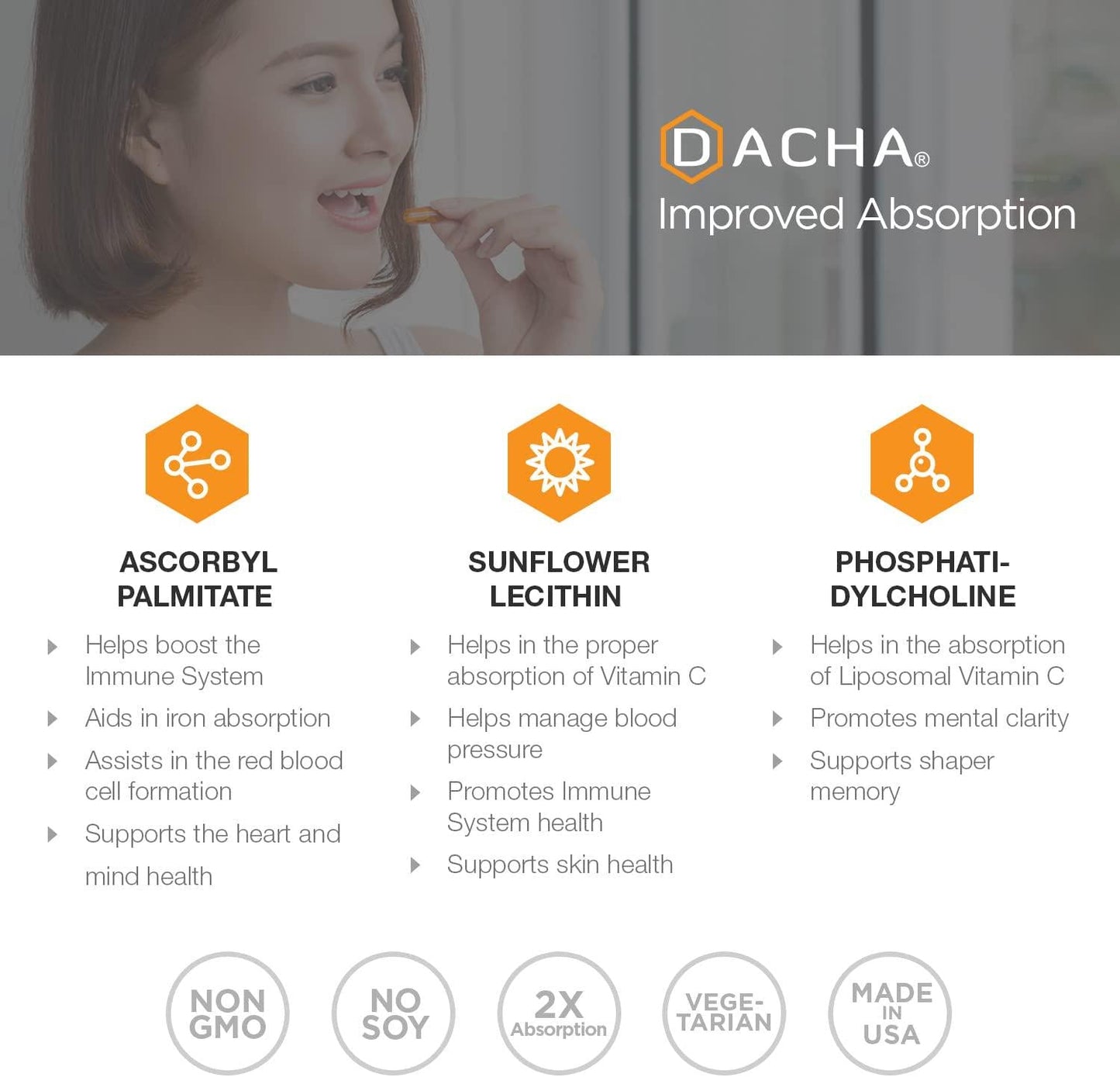 Natural Liposomal Vitamin C - 200 Capsules, 1500mg, Immune System and Collagen Booster, High Absorption Fat Soluble VIT C, Buffered, Anti Aging Skin Vitamins, Anti Inflammatory, Sunflower Lecithin