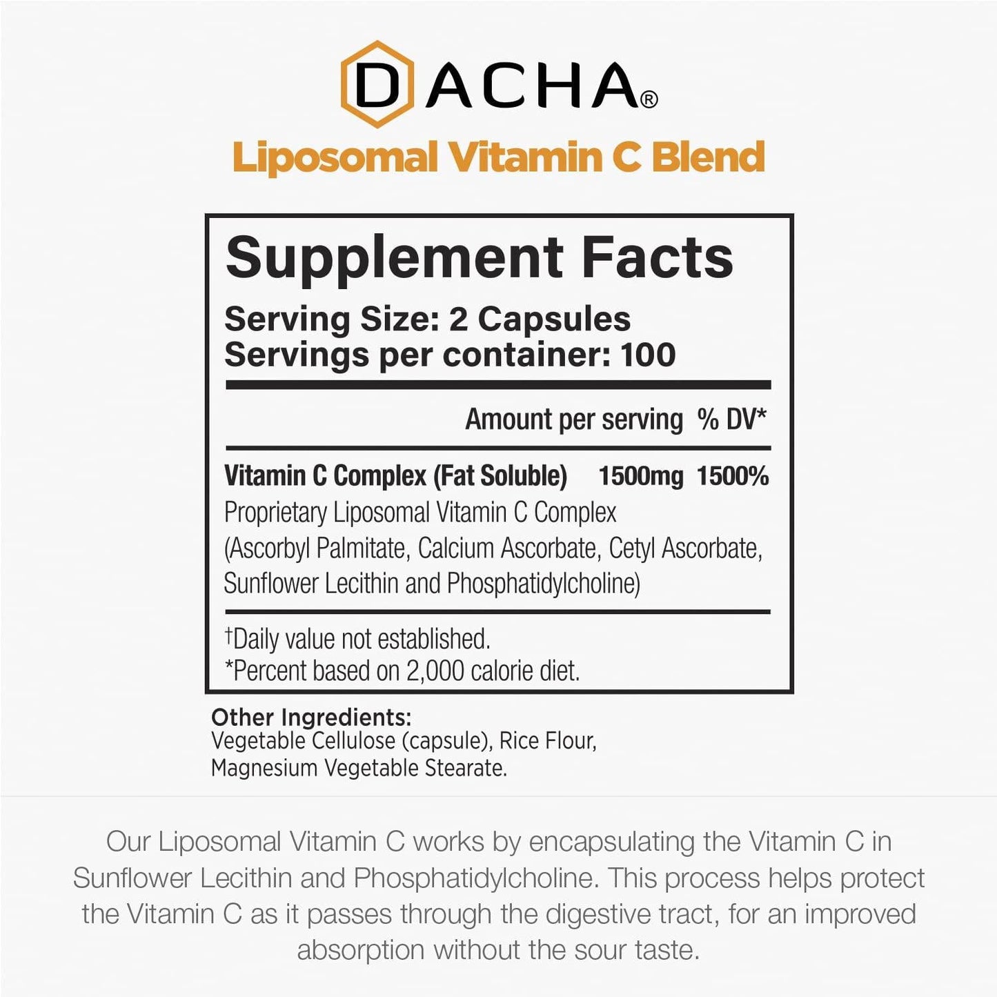 Natural Liposomal Vitamin C - 200 Capsules, 1500mg, Immune System and Collagen Booster, High Absorption Fat Soluble VIT C, Buffered, Anti Aging Skin Vitamins, Anti Inflammatory, Sunflower Lecithin