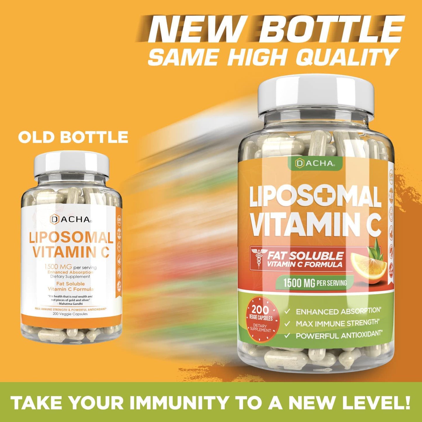 Natural Liposomal Vitamin C - 200 Capsules, 1500mg, Immune System and Collagen Booster, High Absorption Fat Soluble VIT C, Buffered, Anti Aging Skin Vitamins, Anti Inflammatory, Sunflower Lecithin