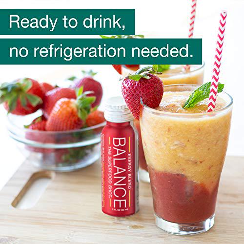 Natural Max Energy Shot with Superfoods, 300mg Organic Caffeine, Brain Support, Mushroom Blend with Maca - 1/2 Day Organic Fruits and Veggies, Vegan, Gluten-Free (6 Pack)