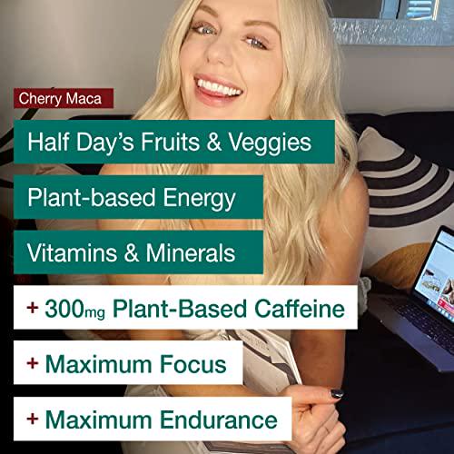 Natural Max Energy Shot with Superfoods, 300mg Organic Caffeine, Brain Support, Mushroom Blend with Maca - 1/2 Day Organic Fruits and Veggies, Vegan, Gluten-Free (6 Pack)