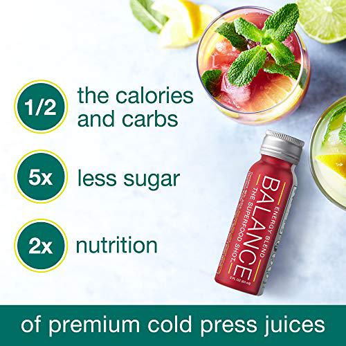 Natural Max Energy Shot with Superfoods, 300mg Organic Caffeine, Brain Support, Mushroom Blend with Maca - 1/2 Day Organic Fruits and Veggies, Vegan, Gluten-Free (6 Pack)