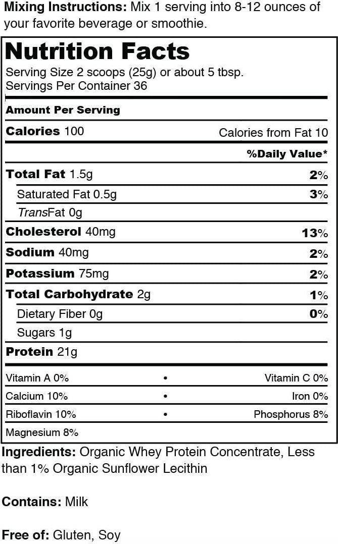 Natural Norcal Organic Grass Fed Whey Protein Powder (Unflavored)