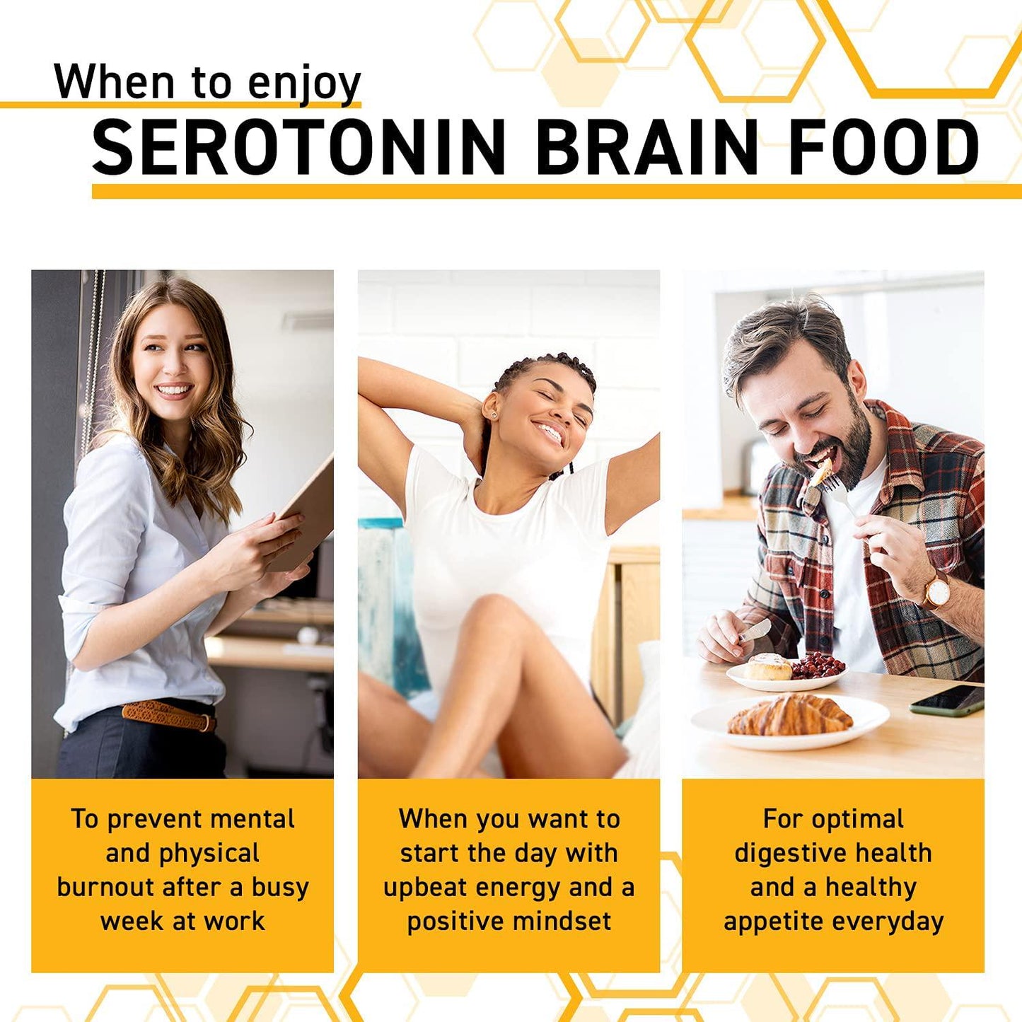 Natural Stacks Serotonin Brain Food Mood Booster 60 ct. - Naturally Promotes Serotonin Production - Formulated for Stress and Anxiety Relief