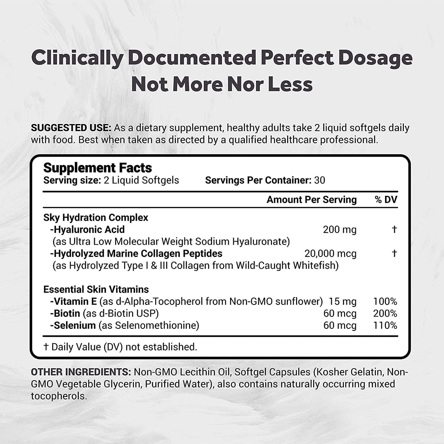Naturalis Hyaluronic Acid (200mg) | Enhanced with Marine Hydrolyzed Collagen Peptides | Non-GMO, Gluten and Soy Free | 60 Softgels