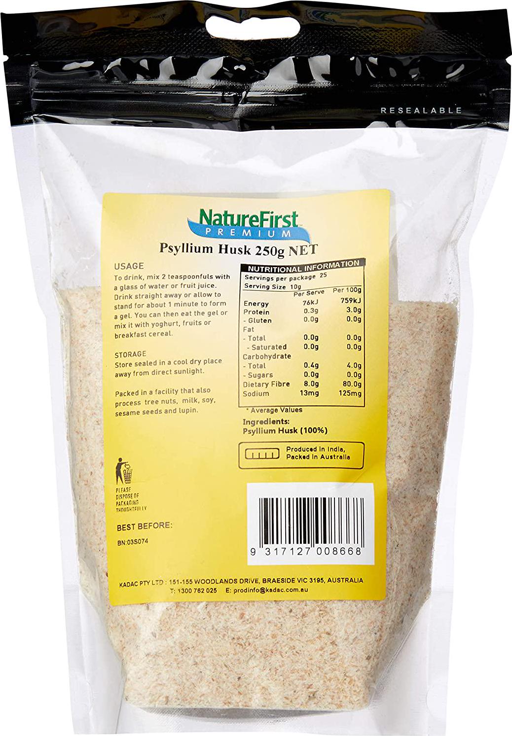 NatureFirst Pure Psyllium Husks 250 g, 250 g