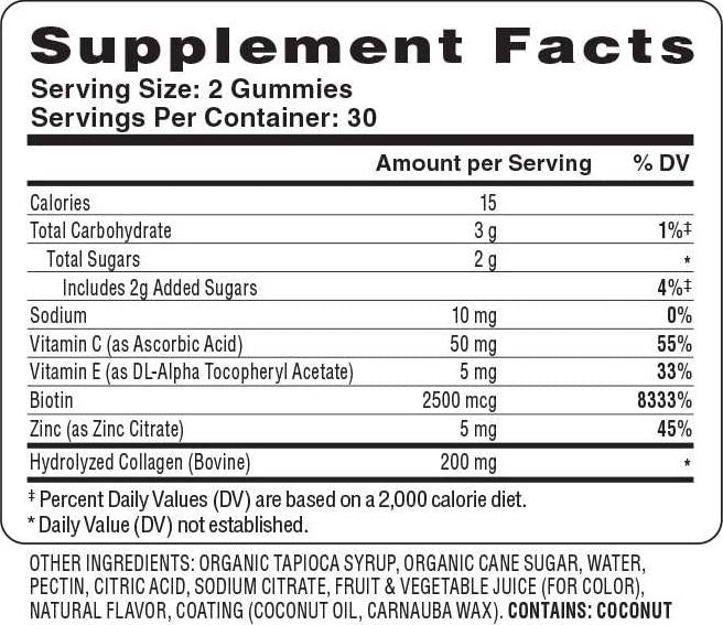 NatureWell Hair, Skin and Nails Hydrolyzed Collagen + Zinc Gummy Dietary Supplement, 60 Ct.