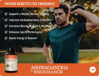 NatureWise Ashwagandha for Endurance | Adrenal Support Energy Supplement | KSM 66 Ashwagandha Organic Extract + CoQ10, Ginseng, Eleuthero, B12 Green Tea ( Watch Video in Images) [1 Month - 60 Count]