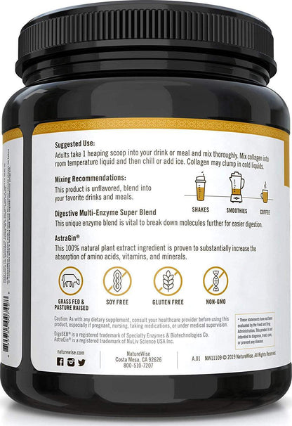 NatureWise Enhanced Collagen Peptides Type I and Iii, 504g, 504 Gram