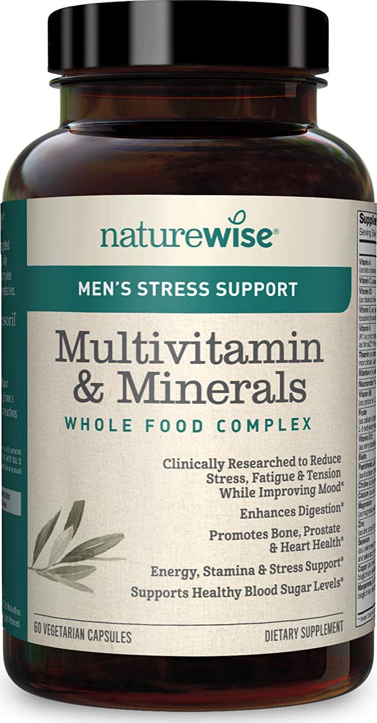 NatureWise Men s Whole Food Multivitamin with Stress Support | Minerals Complex + Sensoril Ashwagandha Organic Extract Clinically Proven Stress Support ( Watch Video in Images) [1 Month - 60 Count]