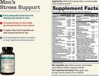 NatureWise Men s Whole Food Multivitamin with Stress Support | Minerals Complex + Sensoril Ashwagandha Organic Extract Clinically Proven Stress Support ( Watch Video in Images) [1 Month - 60 Count]