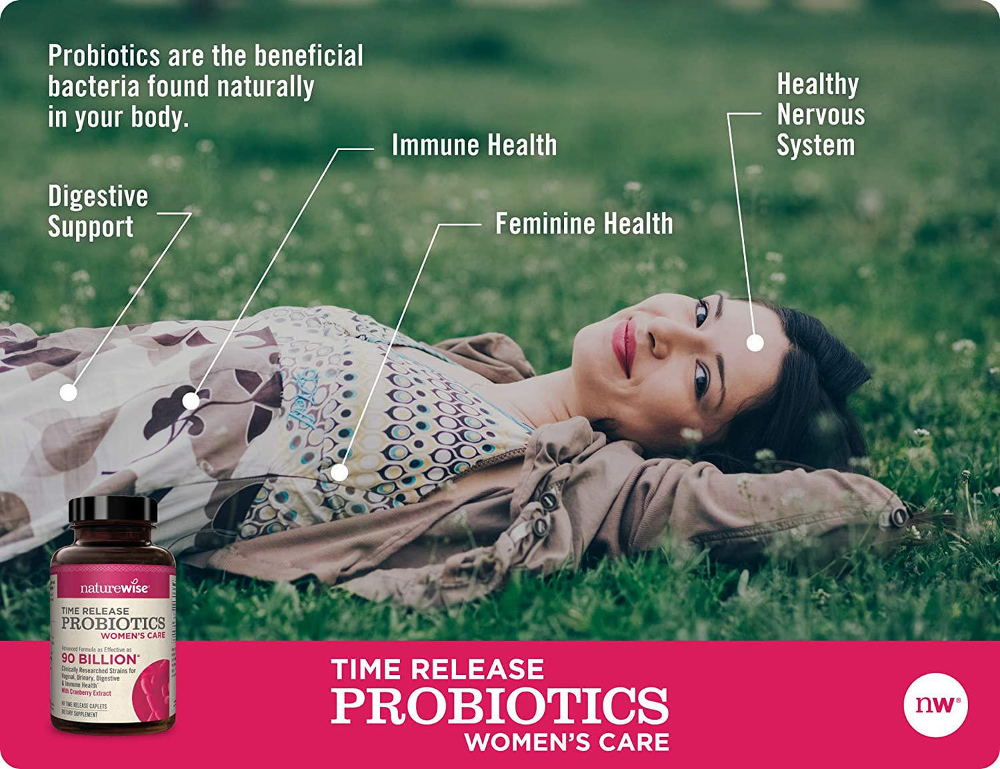 NatureWise Probiotics for Women | Time-Release Probiotic Supplement Comparable to 90 Billion CFU | Cranberry and D Mannose for Vaginal, Urinary, Digestive and Immune Health (Packaging May Vary) [1 Month]