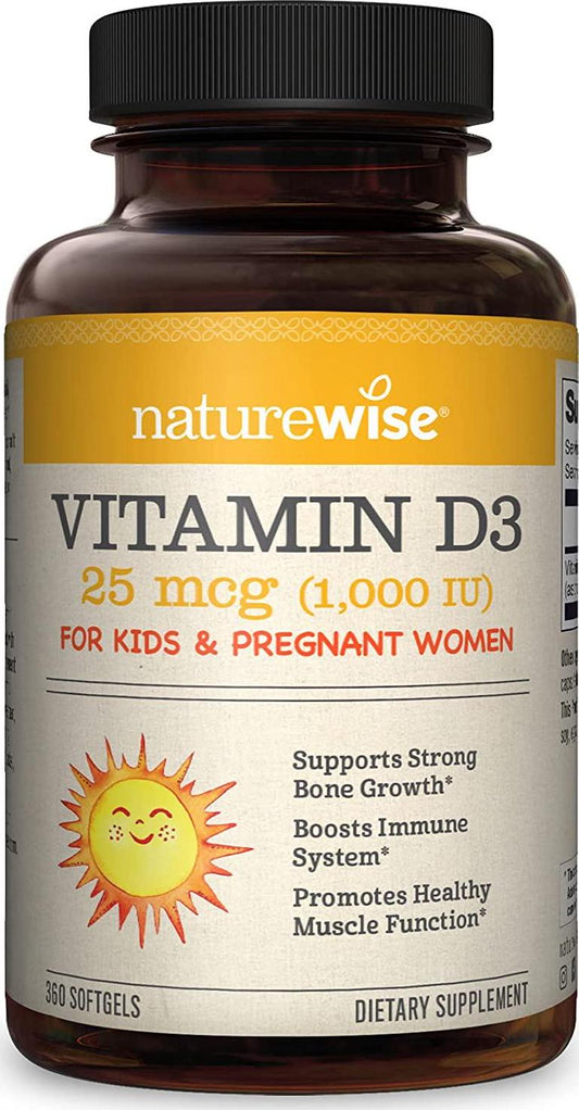 NatureWise Vitamin D3 1,000 IU for Healthy Muscle Function, Bone Health, and Immune Support | Non-GMO and Gluten-Free in Cold-Pressed Organic Olive Oil Capsule [1 Year Supply - 360 Count]