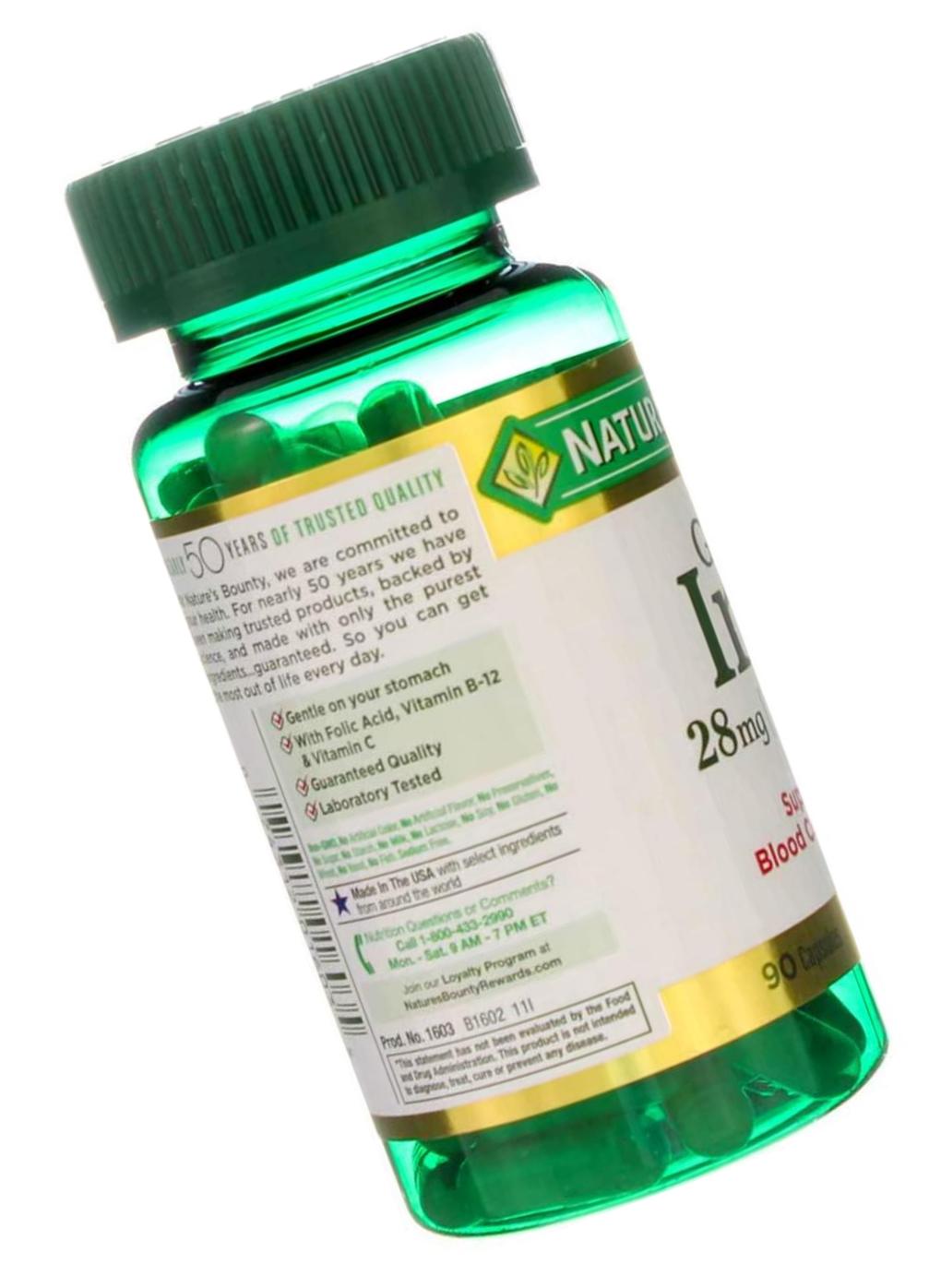 Nature's Bounty Gentle Iron - 28 mg - 90 Capsules