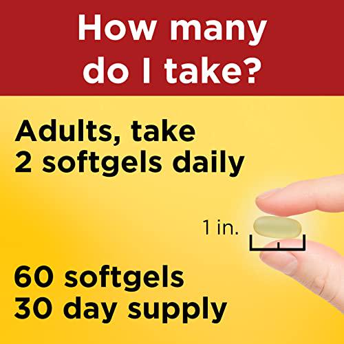 Nature Made Burp-Less Omega-3 from Fish Oil 1400 mg Minis, Dietary Supplement for Heart Health, Eyes and Brain Support, 60 Softgels, 30 Day Supply