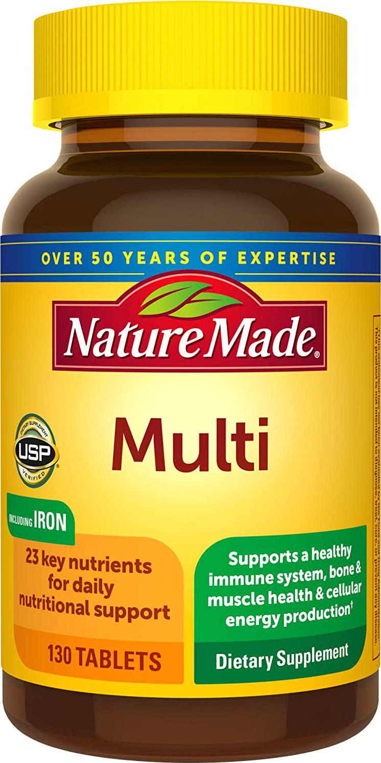 Nature Made Multivitamin Tablets with Iron, Dietary Supplement for Daily Nutritional Support, 130 Tablets, 130 Day Supply