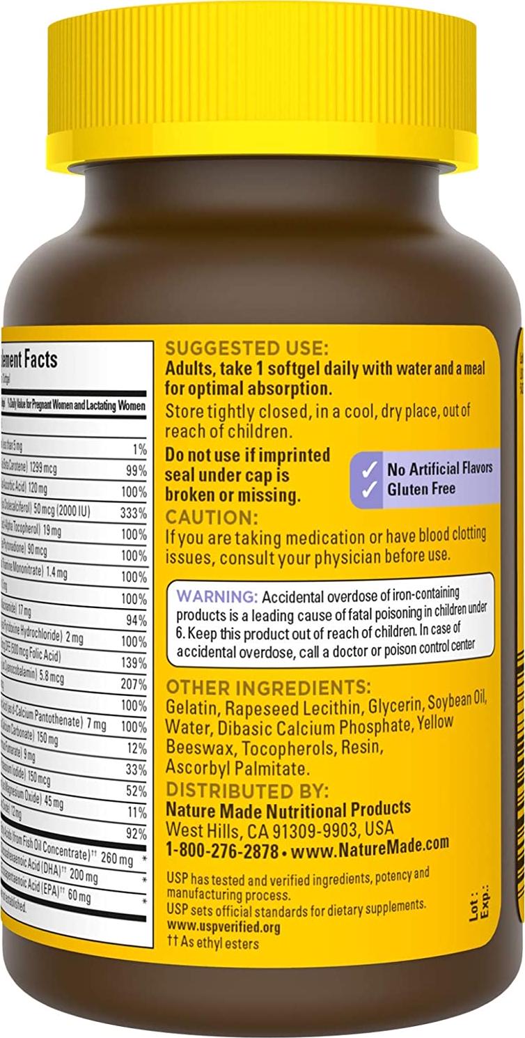 Nature Made Postnatal Multi-Vitamin Plus DHA Softgels, 60 Count