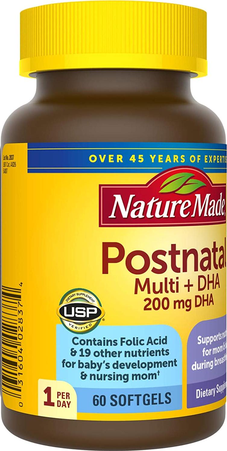Nature Made Postnatal Multi-Vitamin Plus DHA Softgels, 60 Count