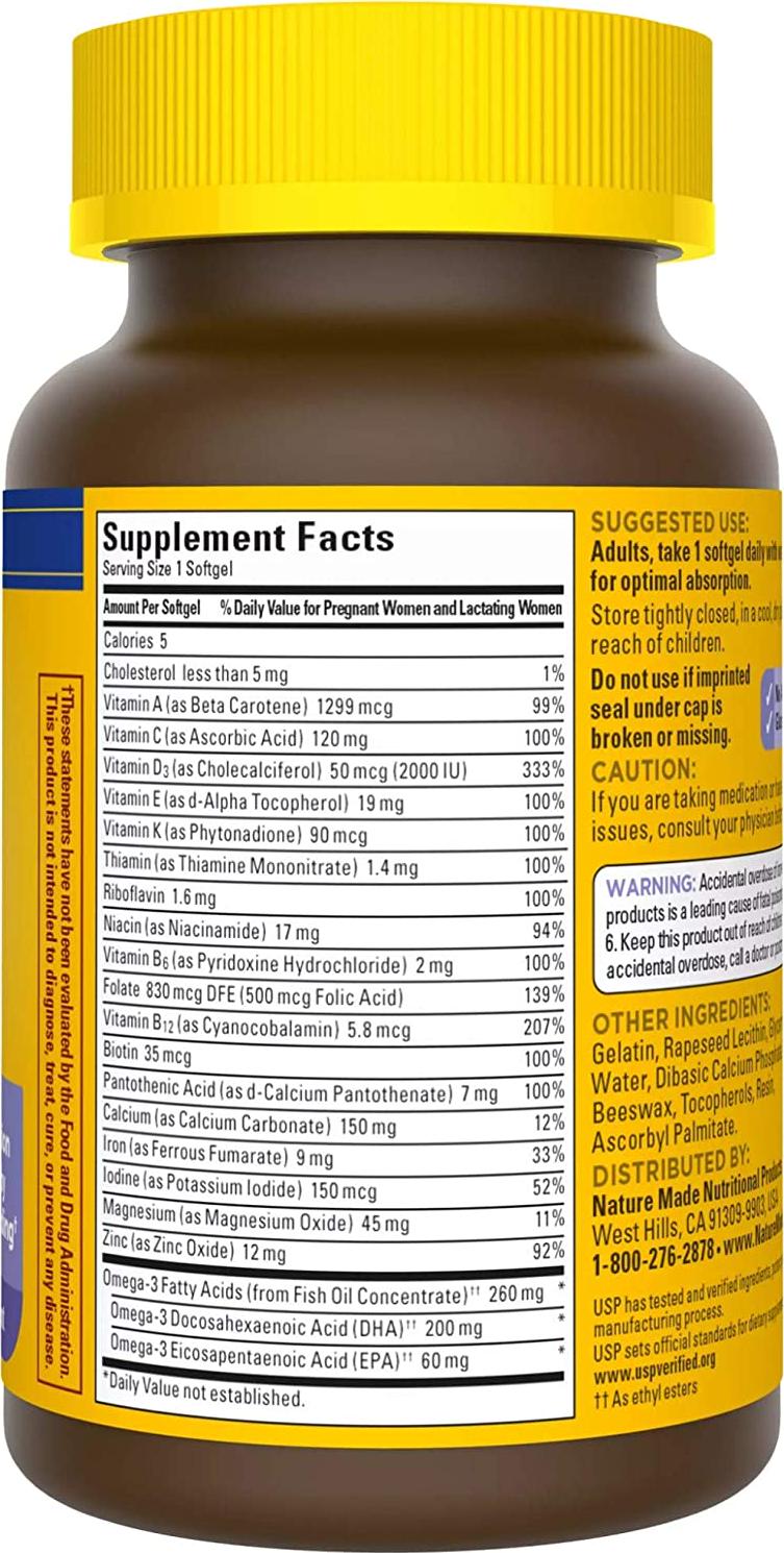 Nature Made Postnatal Multi-Vitamin Plus DHA Softgels, 60 Count