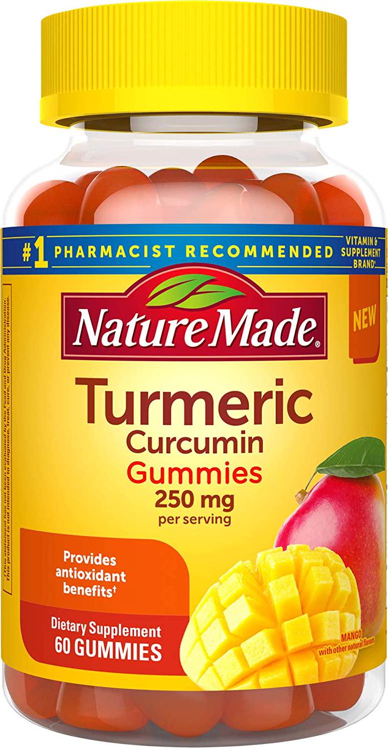 Nature Made Turmeric Curcumin Supplement Gummies, Antioxidant Benefits, Suitable for Vegetarians, Gluten Free, Mango, 60 Count