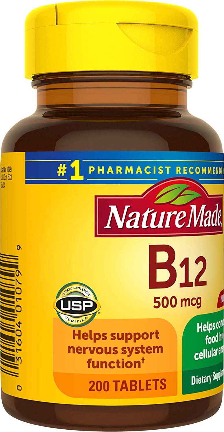 Nature Made Vitamin B-12 500 Mcg, Tablets, 200-Count