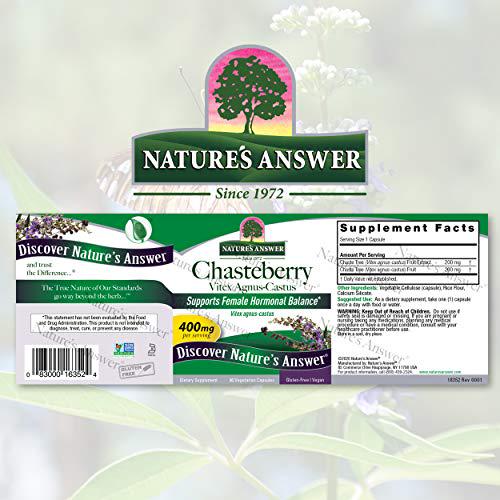 Nature's Answer, Chasteberry, Vitex Agnus-Castus, 400 mg, 90 Vegetarian Capsules