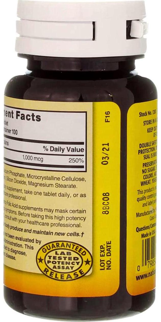 Nature's Blend Folic Acid 1000 mcg 100 Tablets