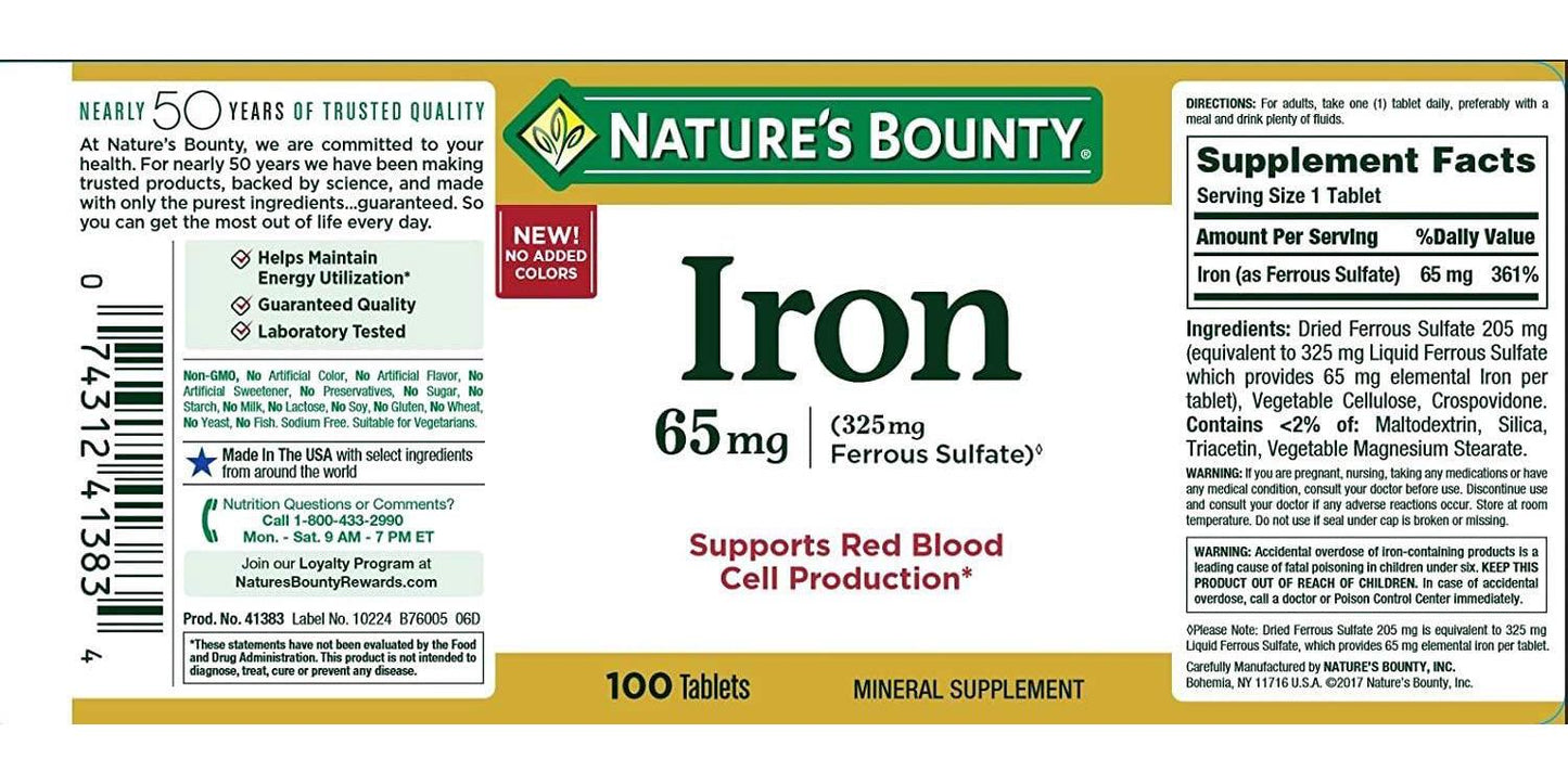 Nature's Bounty 65 Mg.(325 mg), 100 Count
