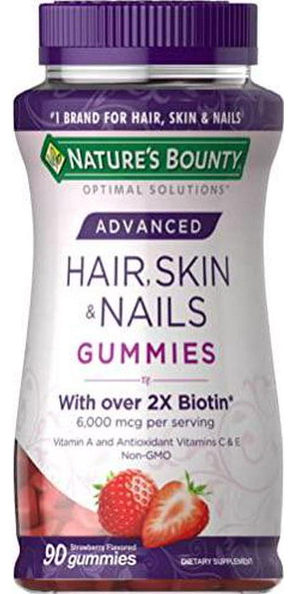 Nature's Bounty Advanced Hair, Skin and Nails Gummies w/ Over 2X BIOTIN - 90 Gummies