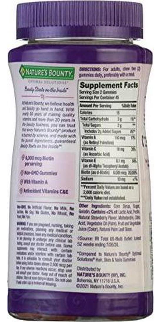 Nature's Bounty Advanced Hair, Skin and Nails Gummies w/ Over 2X BIOTIN - 90 Gummies