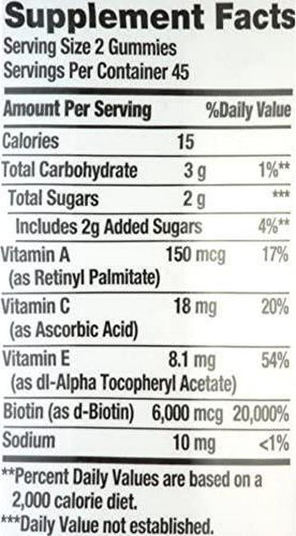 Nature's Bounty Advanced Hair, Skin and Nails Gummies w/ Over 2X BIOTIN - 90 Gummies