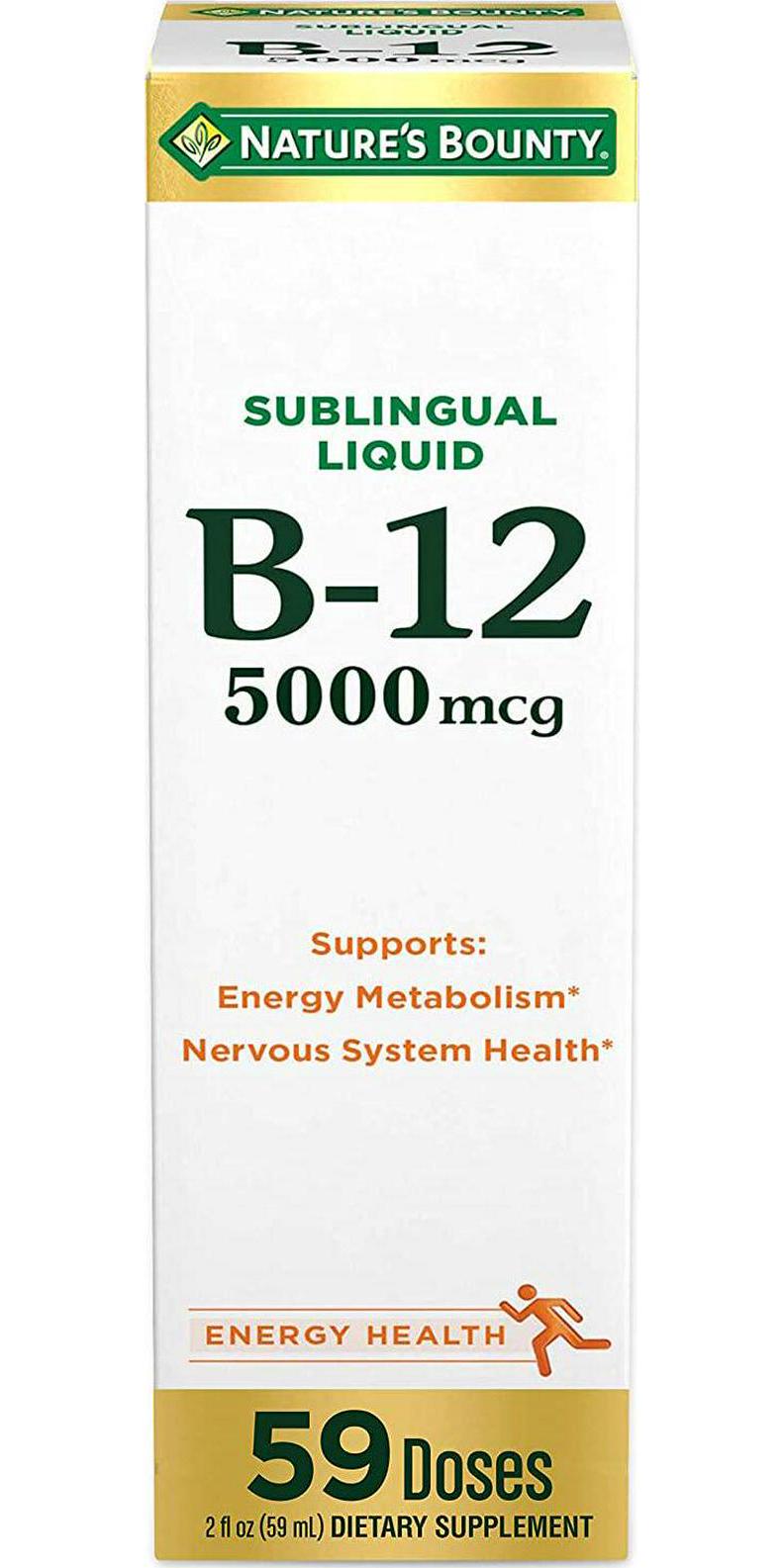 Nature's Bounty B-12 5000 mcg Sublingual Liquid Energy Health,2 oz