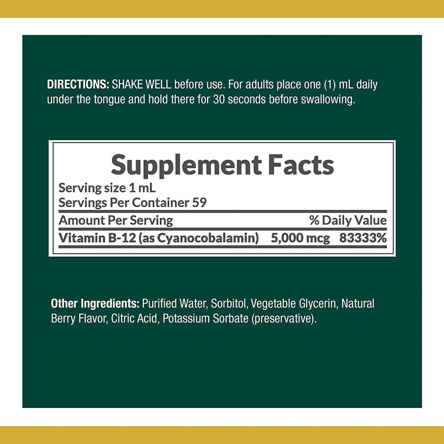 Nature's Bounty B-12 5000 mcg Sublingual Liquid Energy Health,2 oz