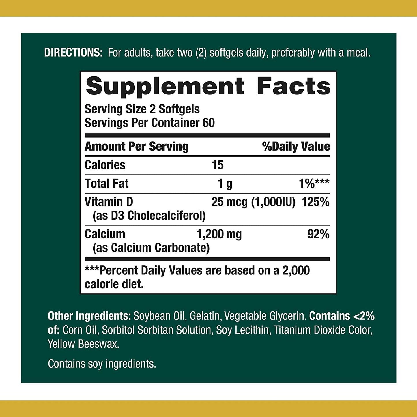 Nature's Bounty Calcium Absorbable 1200 mg w/Vit D Liquid Filled, 120 Softgels