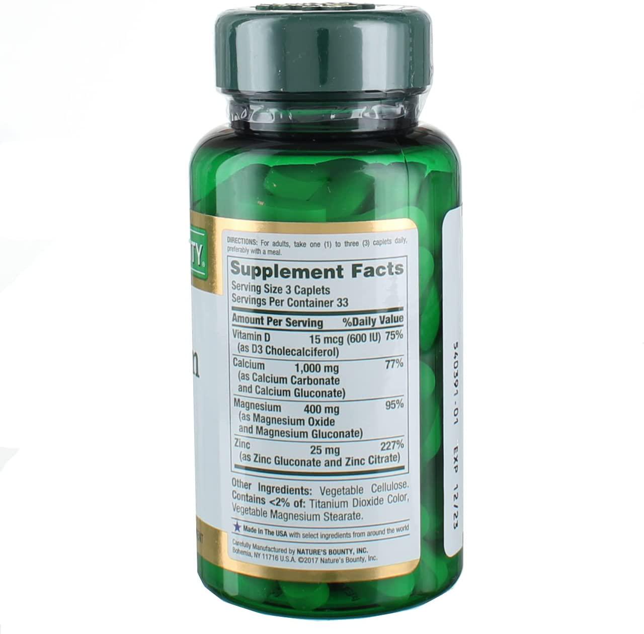 Nature's Bounty Calcium Magnesium Zinc 100 Caplets