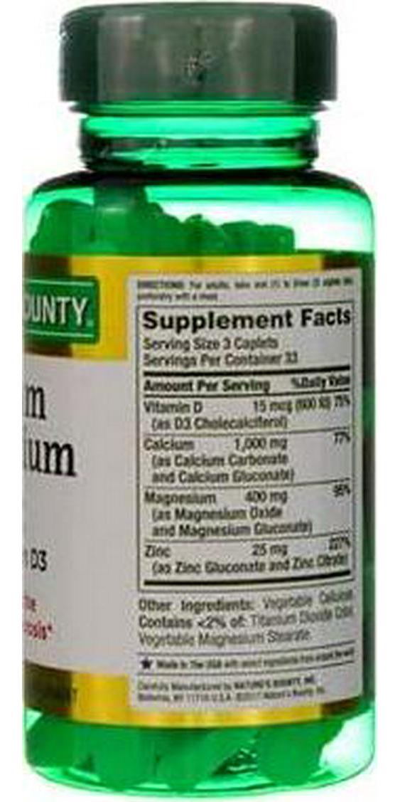 Nature's Bounty Calcium Magnesium Zinc 100 Caplets