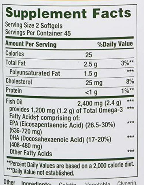 Nature's Bounty Fish 2400 mg OilSoftgels, 90 ea