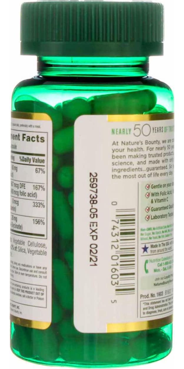 Nature's Bounty Gentle Iron - 28 mg - 90 Capsules